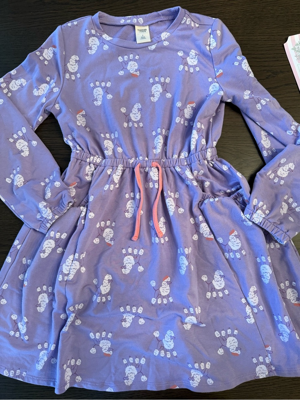 Tucker & Tate size 8 Purple Girls' Long Sleeve Dress with Pink Drawstring